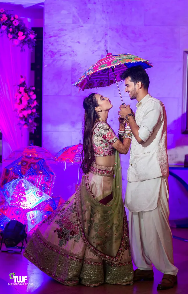 Pre Wedding Photographer in Delhi Cute Couple Under Umbrella concept Pre Wedding Photoshoot